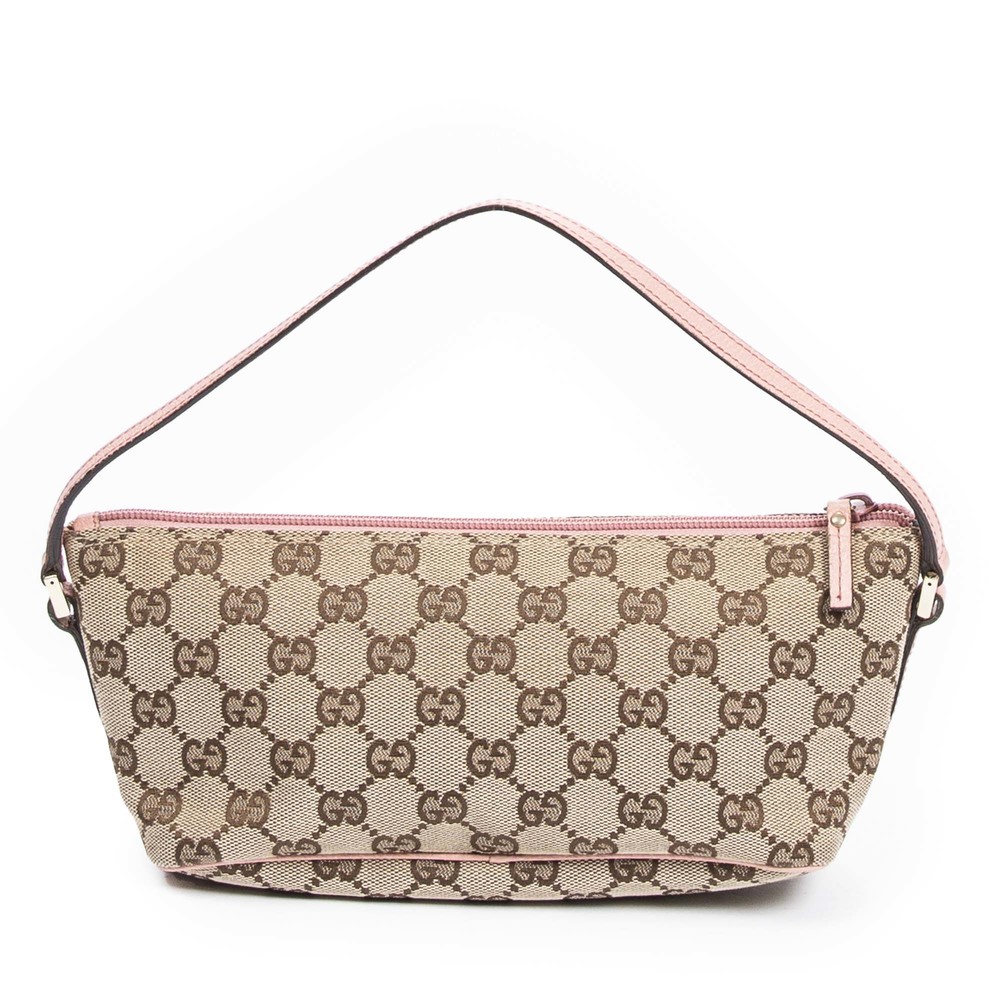 Gucci Boat Pochette in Beige/Pink Monogrammed Canvas - Picture 5 of 7